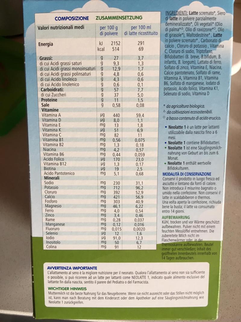 Neolatte 1 ingredienti clearance
